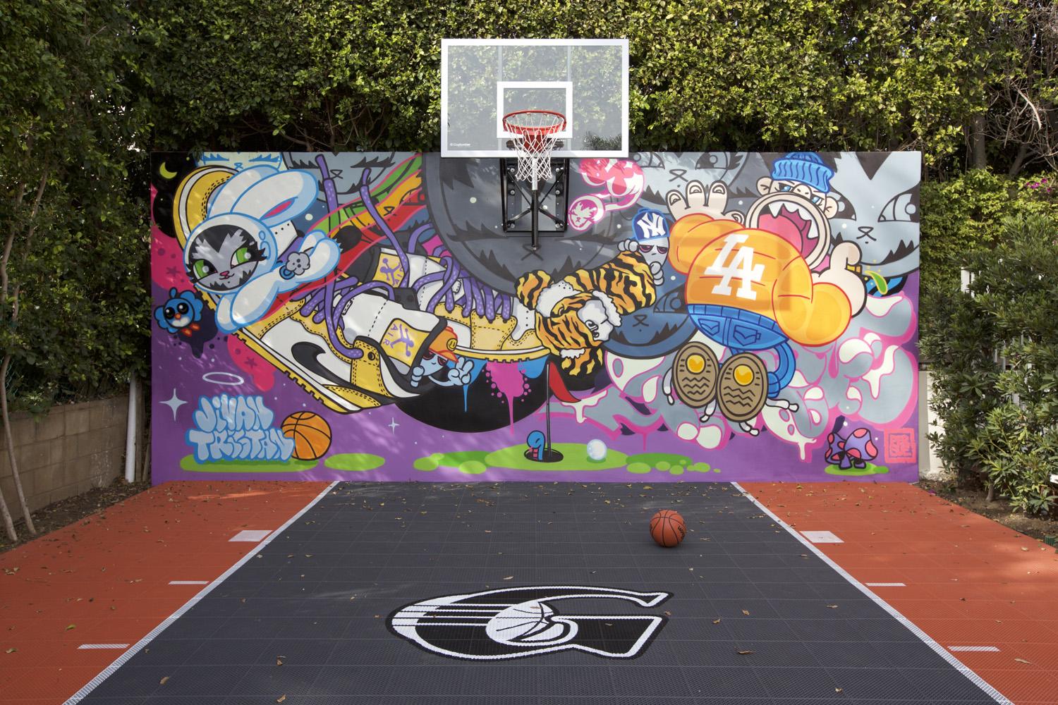 Basketball training drill on the court