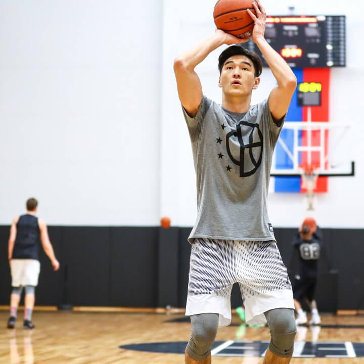Shooting drills on the basketball court